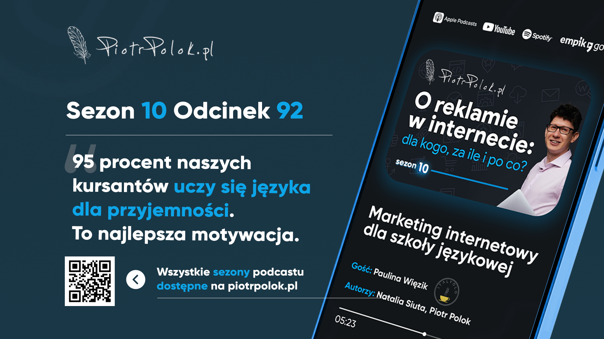 Promocja szkoły językowej w internecie podcast
